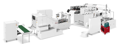 LQ-R450T Máquina para fabricar bolsas de papel de fondo cuadrado con alimentación por rollo totalmente automática (asa giratoria)